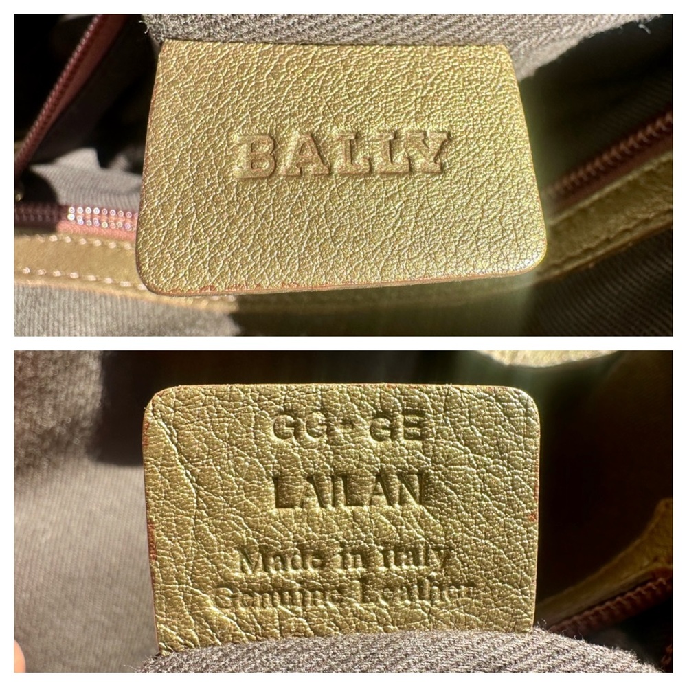 BALLY Lailan Metallic Gold Leather Satchel Made In Italy - Picture 9 of 13